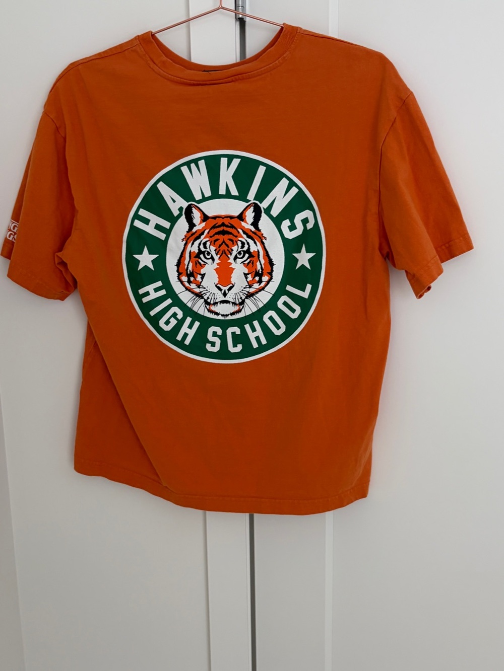 H&M Orange Short Sleeve Tee with Green Tiger Crest